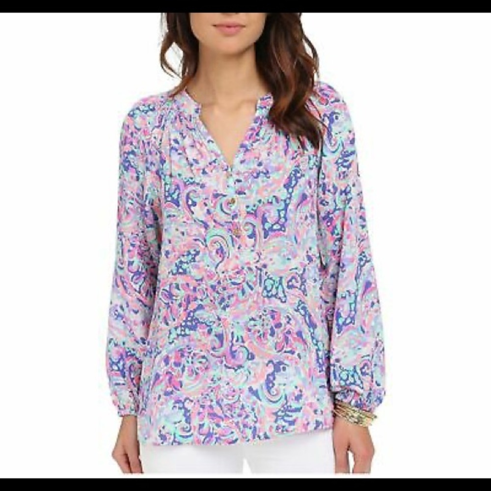 Lilly Pulitzer Elsa Silk blouse, Multi La Playa Print